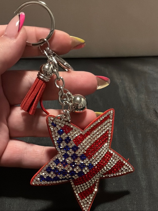 Accessories - Patriotic Red Star Keychain with Rhinestones